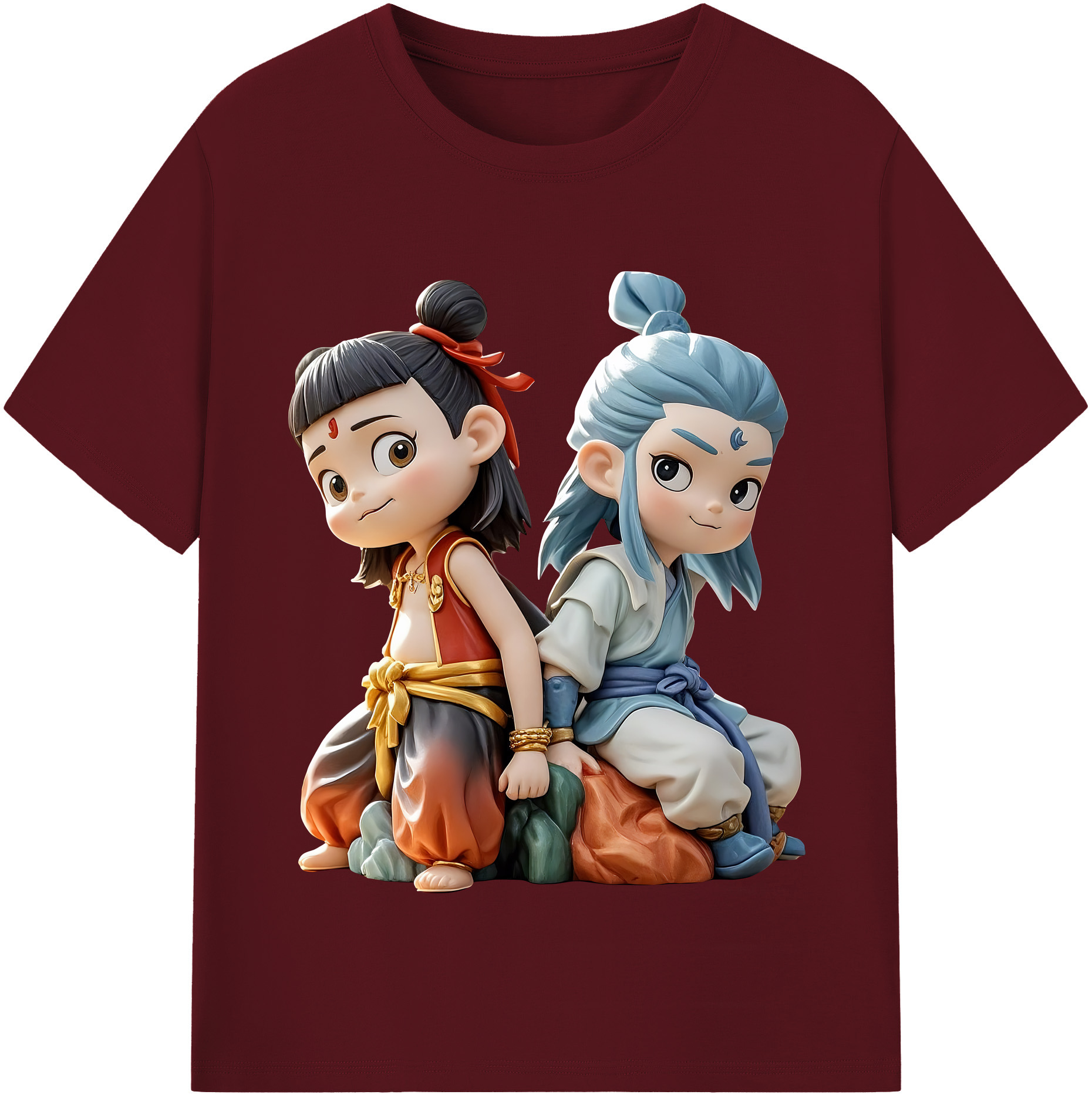 （画像用） Ne Zha 2 ナタ 魔童の大暴れ 綿100％半袖Tシャツ（フロントプリント）